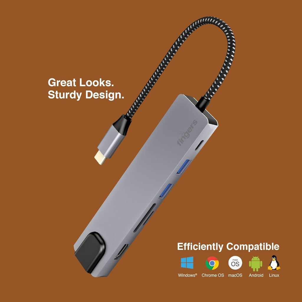 FINGERS Ultimo 7-in-1 Type-C USB Hub – TechCure India