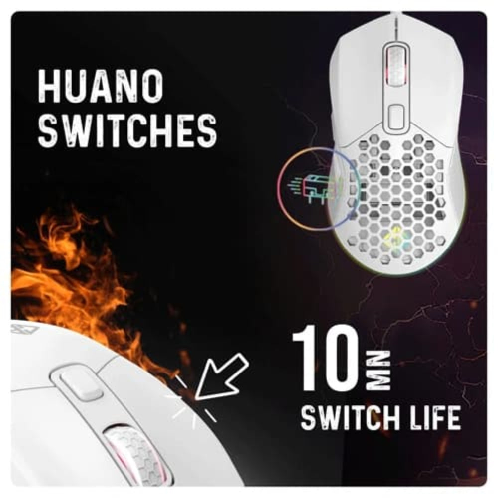 COSMIC BYTE Firestorm Wired Ergonomic RGB Gaming Mouse ( 12400DPI / 7 Macro Buttons ) ( White ) - 4