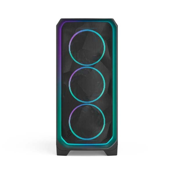 Fractal Design Meshify 3 Ambience Pro RGB Black Mid-Tower Cabinet with Light-Tint Tempered Glass, Type C Port, 3 ARGB Fans, E-ATX Support & Up to 360mm Radiator Support – TechCure India