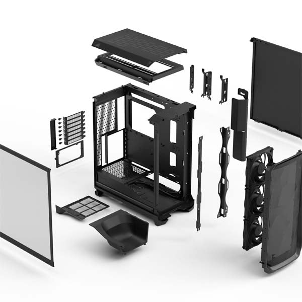Fractal Design Meshify 3 Black Mid-Tower Cabinet with Light-Tint Tempered Glass, Type C Port, E-ATX Support & Up to 360mm Radiator Support – TechCure India