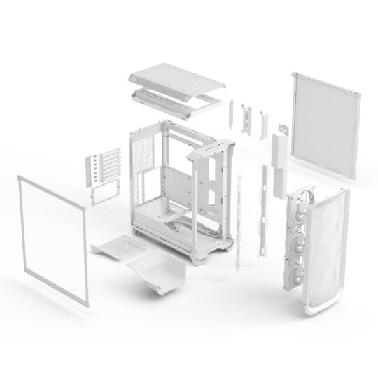 Fractal Design Meshify 3 RGB White Mid-Tower Cabinet with Type-C, Clear-Tint Tempered Glass, 3 ARGB Fans, E-ATX Support & Up to 360mm Radiator Support – TechCure India