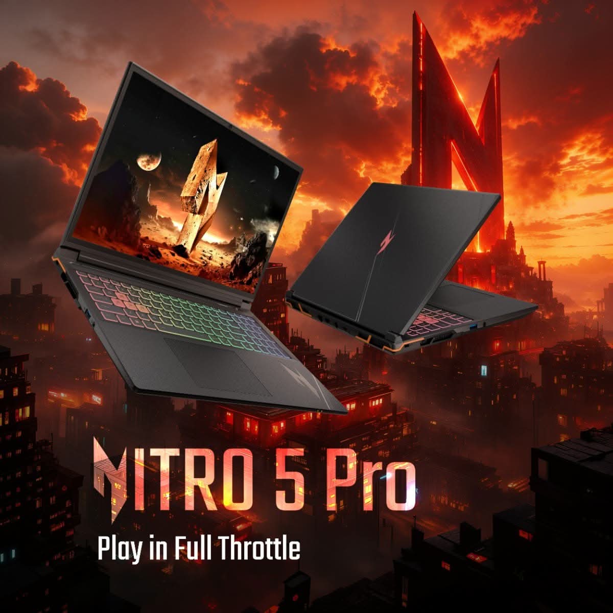 Acer NITRO 5 PRO, Gaming Laptop, Intel Core i7 14650HX, NVIDIA GeForce RTX 5050 - 8 GB GDDR7, 16 GB RAM, 1 TB SSD, FHD 16 Inch/40.64 cm, 165Hz, Windows 11 Home and MS Office, Dark Grey, Backlight Keyboard, 2.5kg, AN5P16-74G2 – TechCure India
