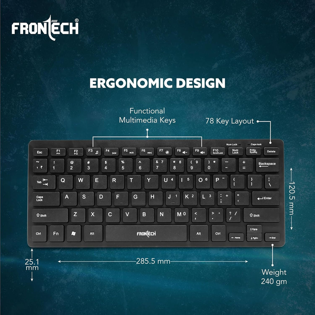 FRONTECH Wired Mini Keyboard KB-0041 – TechCure India