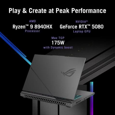 ASUS ROG Strix G16, Gaming Laptop, AMD Ryzen 9 8940HX, RTX 5080 GPU (16GB/1TB/40.64 cms (16) FHD+/Windows 11 Home/Office Home 2024 + M365 Basic (1 Year Validity) G614PW-RV078WS – TechCure India