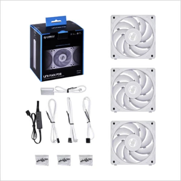 LIAN LI UNI Fan P28 120mm Non-RGB Cabinet Fan (White) (Triple Pack) - 3