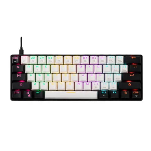 Gamdias Aura GK2 60% Tactile Red Switches Mechanical Gaming Keyboard (White- Black) – TechCure India