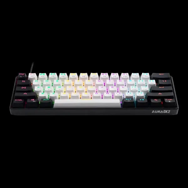 Gamdias Aura GK2 60% Tactile Red Switches Mechanical Gaming Keyboard (White- Black) – TechCure India