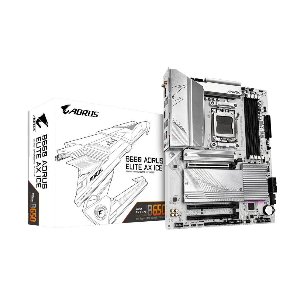GIGABYTE B650 Aorus Elite AX ICE DDR5 AMD Motherboard ( White ) – TechCure India