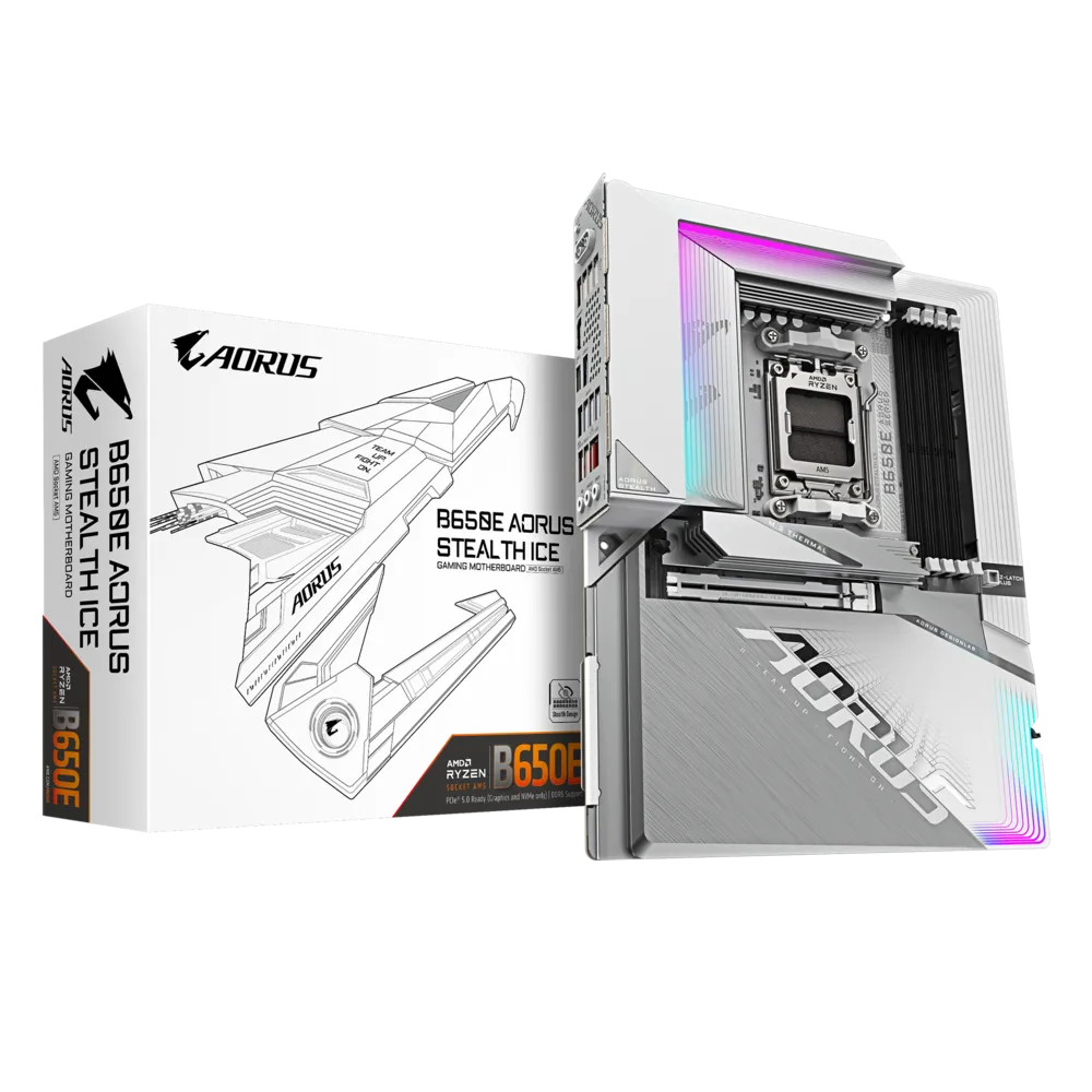 GIGABYTE B650E Aorus Stealth ICE DDR5 AMD Motherboard ( White ) – TechCure India