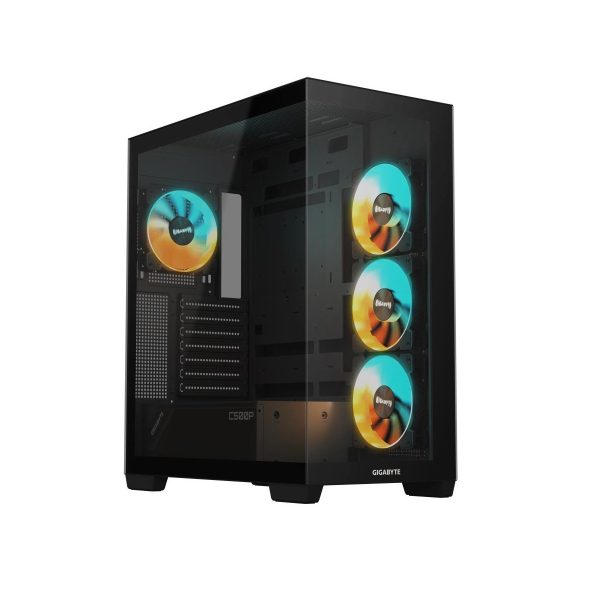 Gigabyte C500 Panoramic Stealth Mid Tower ATX Cabinet (Black) – Model GB-C500P-ST – TechCure India