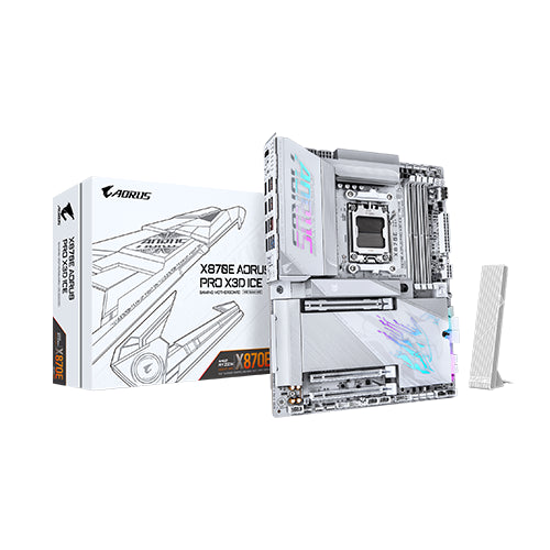 Gigabyte X870E Aorus PRO X3D Ice WIFI7 ATX Motherboard – Model X870E-A-PRO-X-ICE – TechCure India