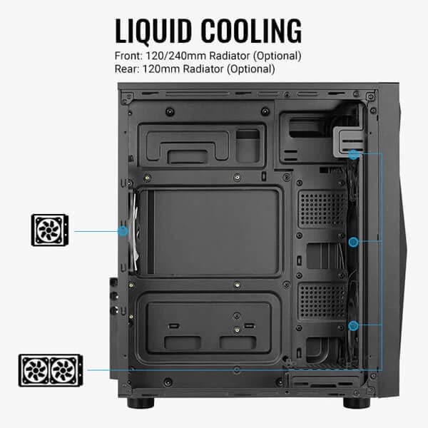 AEROCOOL Glider Cosmo ATX Mid Tower Cabinet (Black) - 3