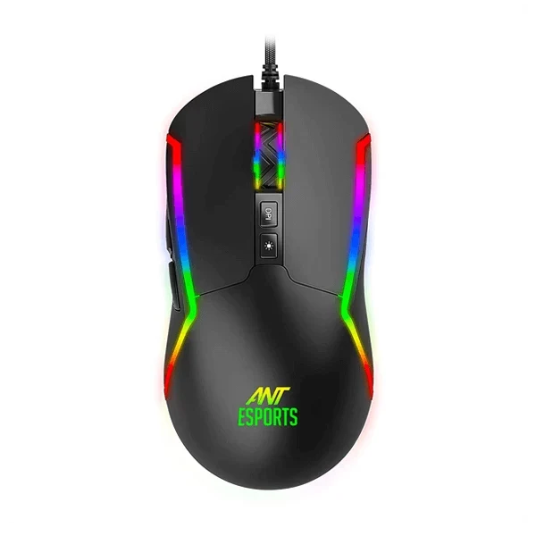 ANT ESPORTS GM330 Wired Ambidextrous RGB Gaming Mouse ( GM330-RGB-BLACK ) ( 12800DPI / 8 Macro Buttons ) ( Black ) – TechCure India