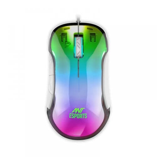 ANT ESPORTS GM610 Crystal Wired Ambidextrous RGB Gaming Mouse ( GM610-RGB ) ( 12800DPI / 7 Macro Buttons ) ( White ) – TechCure India