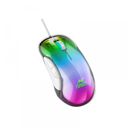 ANT ESPORTS GM610 Crystal Wired Ambidextrous RGB Gaming Mouse ( GM610-RGB ) ( 12800DPI / 7 Macro Buttons ) ( White ) – TechCure India