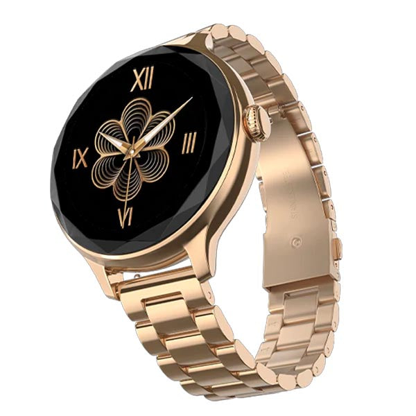 Noise Diva Smartwatch with Diamond Cut dial Glossy Metallic Finish AMOLED Display (Metallic Rose Gold) – TechCure India