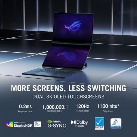 ASUS ROG Zephyrus Duo 16, Dual Screen Gaming Laptop, Intel Core Ultra 9 386H, RTX 5090 GPU (64GB/2TB/40.64 cm (16) Touch 3K/Windows 11 Home/Microsoft Office Home 2024 + Microsoft 365 Basic) GX651AX-SR099WS – TechCure India