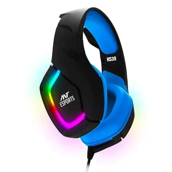 ANT ESPORTS H530 Multi-Platform Pro RGB LED Wired 3.5mm Wired Gaming Headphone ( Black / Blue ) ( PC / Playstation / Mobile / Xbox ) – TechCure India