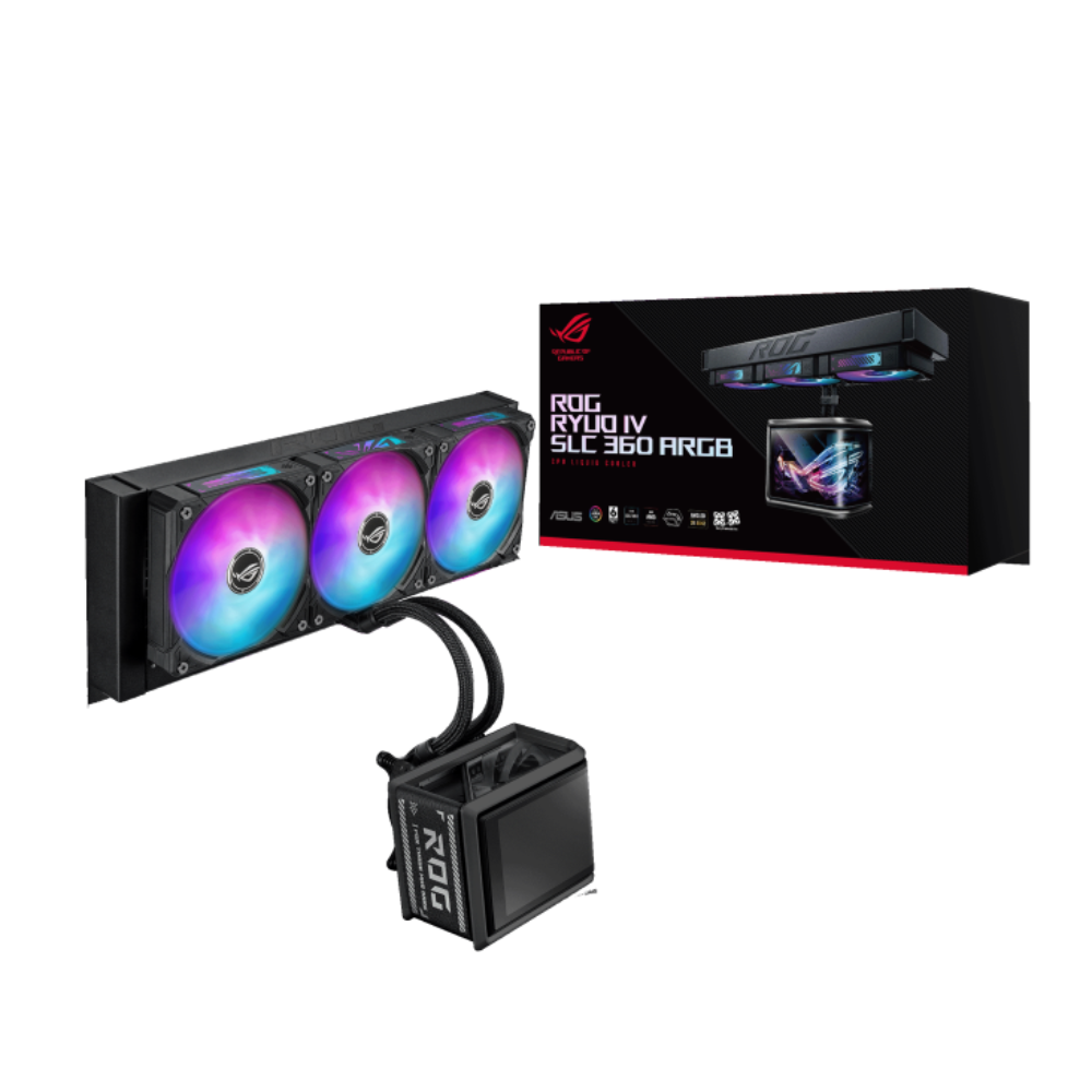 ASUS ROG Ryuo IV SLC 360mm ARGB CPU Liquid Cooler ( Black ) ( With LCD Display ) – TechCure India