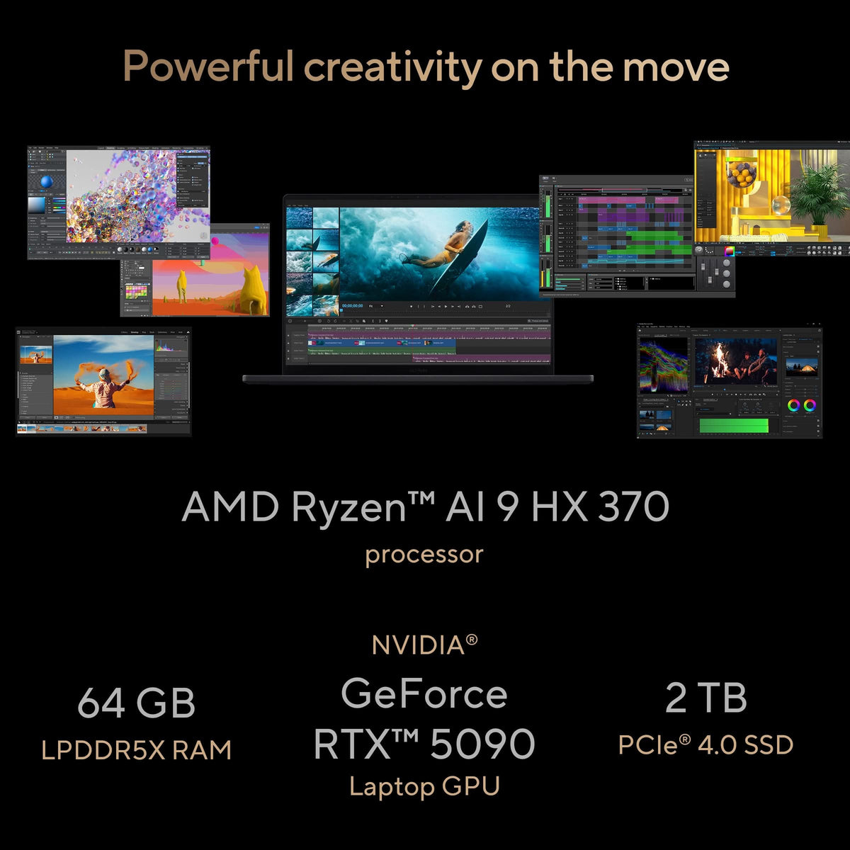 ASUS ProArt P16 OLED, Creator Laptop, AMD Ryzen AI 9 HX 370 (64GB/2TB/RTX 5090/40.64 cms (16) 4K Touch/Windows 11 Home/Office Home 2024 + M365 Basic (1 Year Validity) H7606WX-SE028WS – TechCure India