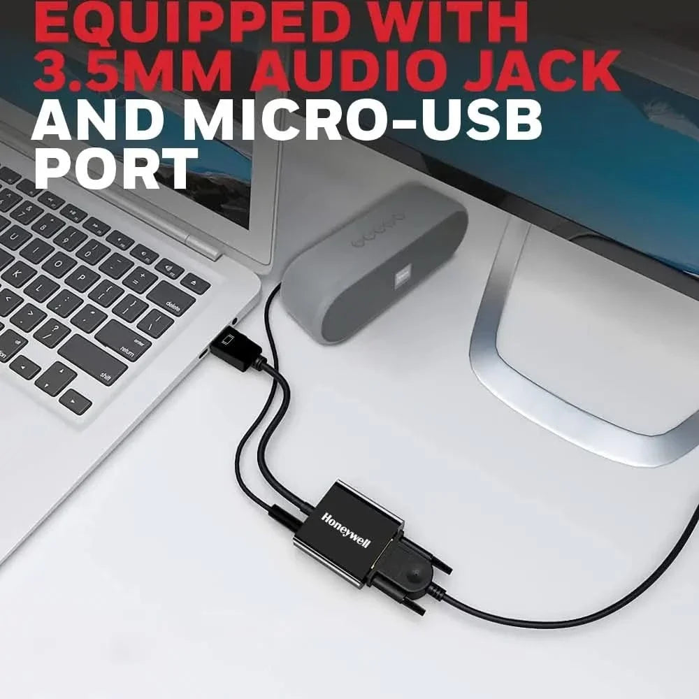 Honeywell 3in1 HDMI to VGA, 3.5mm Audio Jack & Micro USB Port, 1080p@60Hz HDMI Resolution & 6.75GB Transfer Speed, VGA Resolution 1920x1200P@60Hz, Compatible with-LED, Laptop, Gaming Console etc-Black – TechCure India