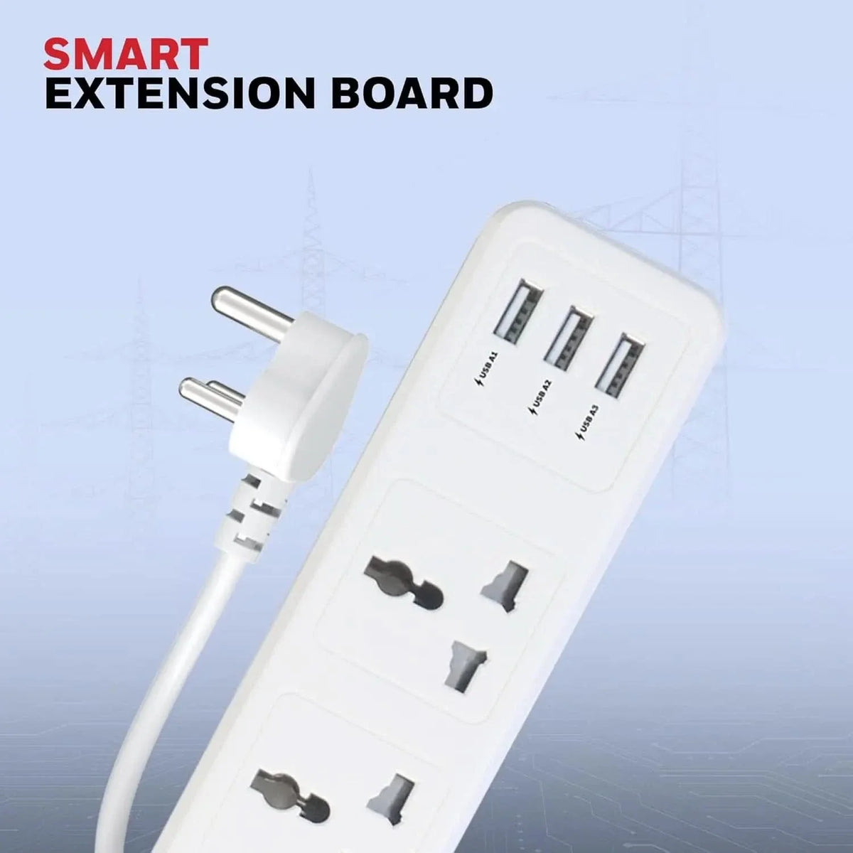 Honeywell 4 Outlet Extension Board with Master Switch, 6 Amps, 250V, 3xUSB, 4 International Sockets, Pure Copper, 6 Advanced Safety Features, 2 Mtr Power Cord, BIS Certified, 1 yr Warranty – TechCure India