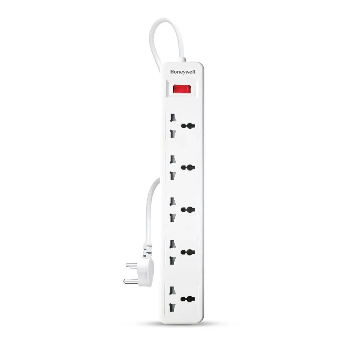 Honeywell 5 Outlet Extension Board with Master Switch, 6 Amps, 250V, 5 International Sockets, Pure Copper, 6 Advanced Safety Features, 2 Meter Power Cord, BIS Certified, 1 Year Warranty – TechCure India