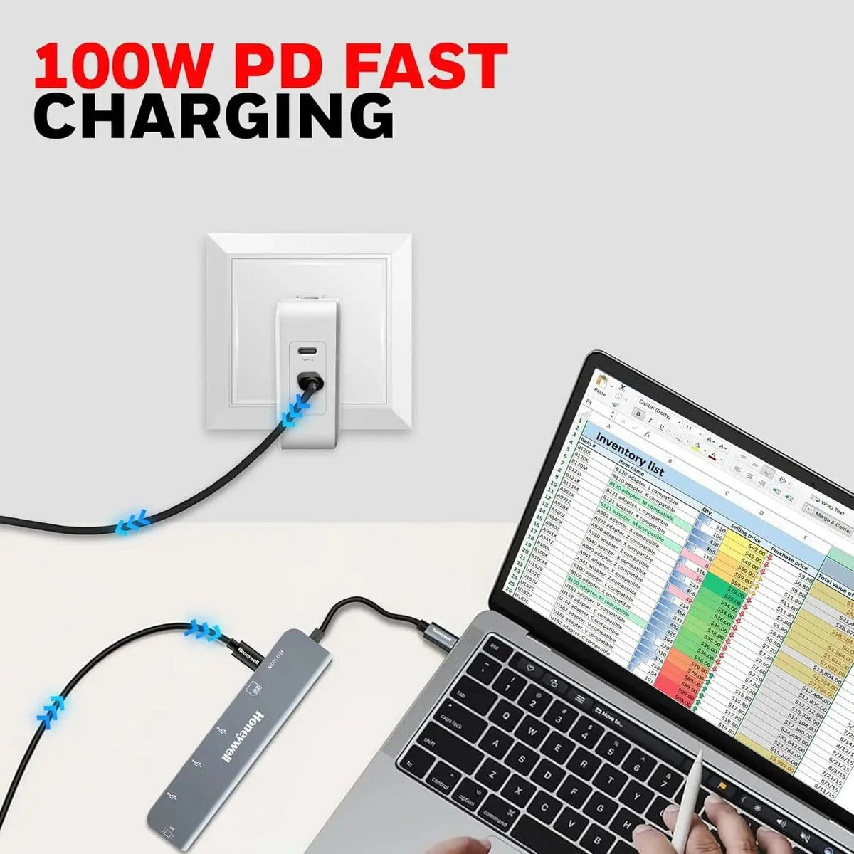 Honeywell 7-in-1 TypeC Docking Station with 4K HDMI,1xUSB 3.0, 2xUSB 2.0 & TypeC 3.0 PD 100W Charging Port, SD & Micro SD Slot,for All Type C Devices- MacBook,Laptop, Thunderbolt 3,PC,3 Years Warranty – TechCure India