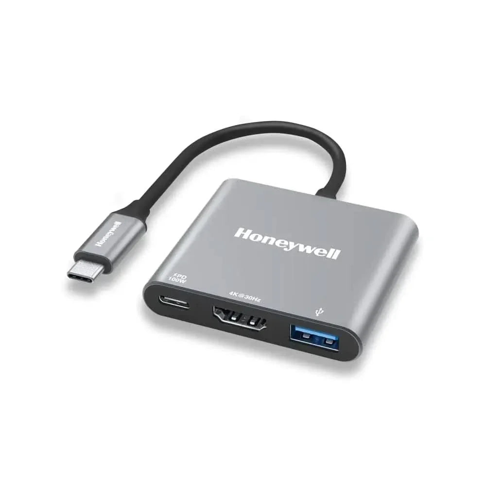 Honeywell High-Speed 3-in-1 Type C to HDMI Adapter, PD Charging Upto100W – Model HC000009/ADP/SLV – TechCure India