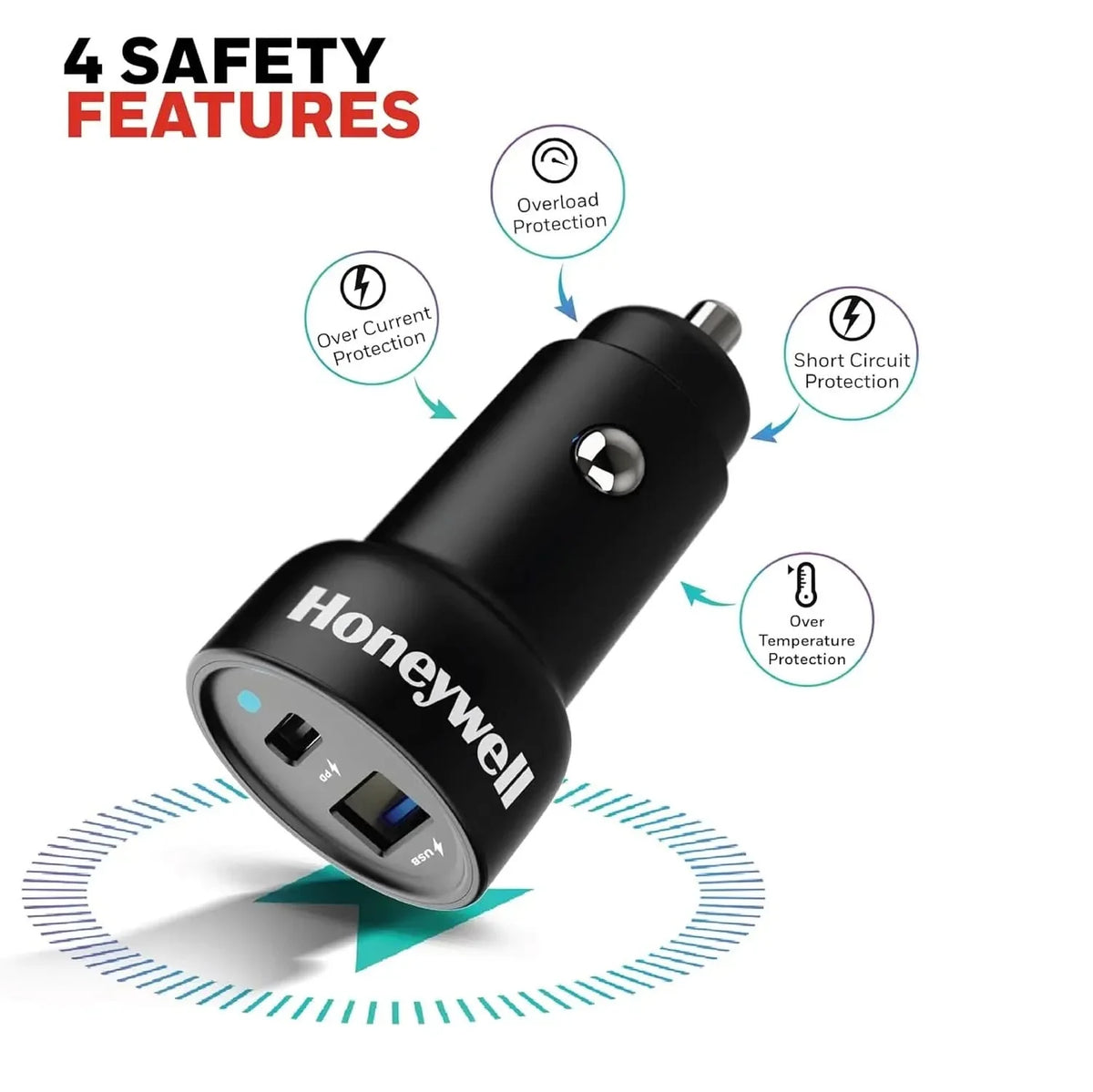 Honeywell Micro CLA 83W PD Smart Car Charger, 65W Type C PD & 18W USB A Port, Ultra-Fast Charging, Compatible with All Car for iPhone, Smartphones, Laptops, Tablets, 3 Years Manufacturer Warranty – TechCure India