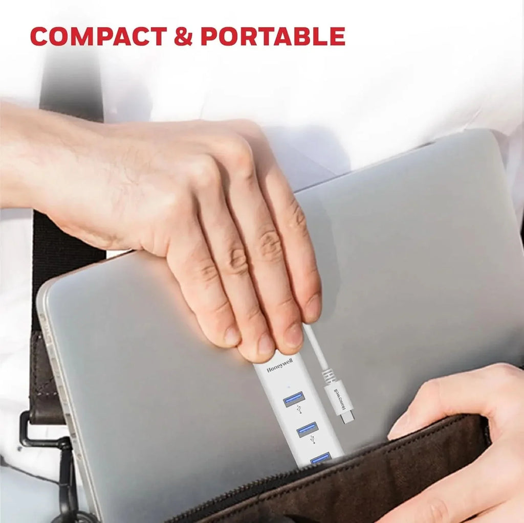 Honeywell Momentum Type C to 4xUSB 3.0 Hub, Super-Fast Transmission Speed 5GBPS, Max Current 900mA per Port, Universally Compatible with All Type C- MacBook, Laptop, PC, Printer, Mobiles, Keyboard – TechCure India