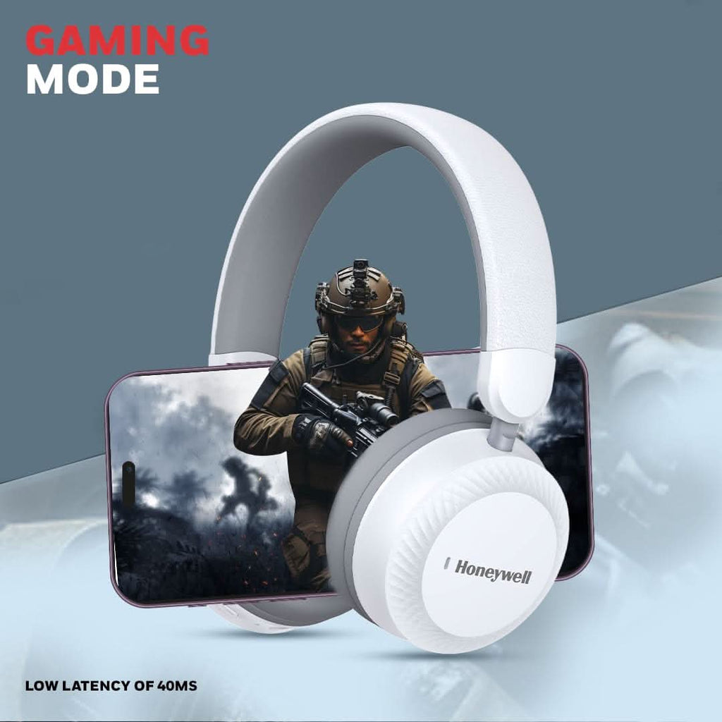 Honeywell Moxie V20 Bluetooth 5.4 Wireless On-Ear Headphones with Mic, ENC Noise Reduction, 25H Playback, Deep Bass, IPX4, AUX Support, 40ms Low Latency Gaming Mode, Stereo Sound, Padded Cushions – TechCure India