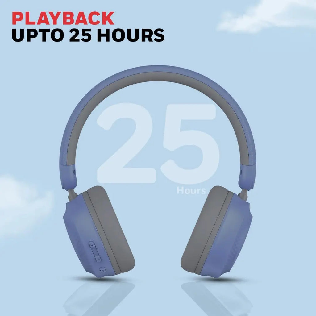 Honeywell Moxie V20 Bluetooth 5.4 Wireless On-Ear Headphones with Mic, ENC Noise Reduction, 25H Playback, Deep Bass, IPX4, AUX Support, 40ms Low Latency Gaming Mode, Stereo Sound, Padded Cushions Blue – TechCure India