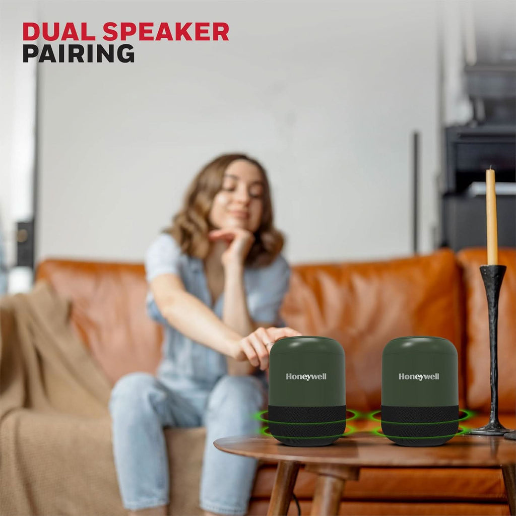Honeywell Moxie V200 Wireless Bluetooth V5.3 Portable Speaker 5W, 12Hrs Playtime, Advanced 52mm Drivers, IPX4, Connect 2 Speakers with TWS Feature, Premium Stereo Sound, Multi Compatibility Mode – TechCure India