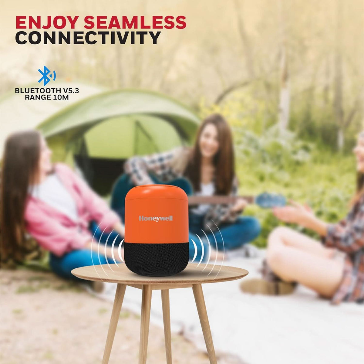 Honeywell Moxie V200 Wireless Bluetooth V5.3 Portable Speaker 5W, 12Hrs Playtime, Advanced 52mm Drivers, IPX4, Connect 2 Speakers with TWS Feature, Premium Stereo Sound, Multi Compatibility Mode Orange – TechCure India