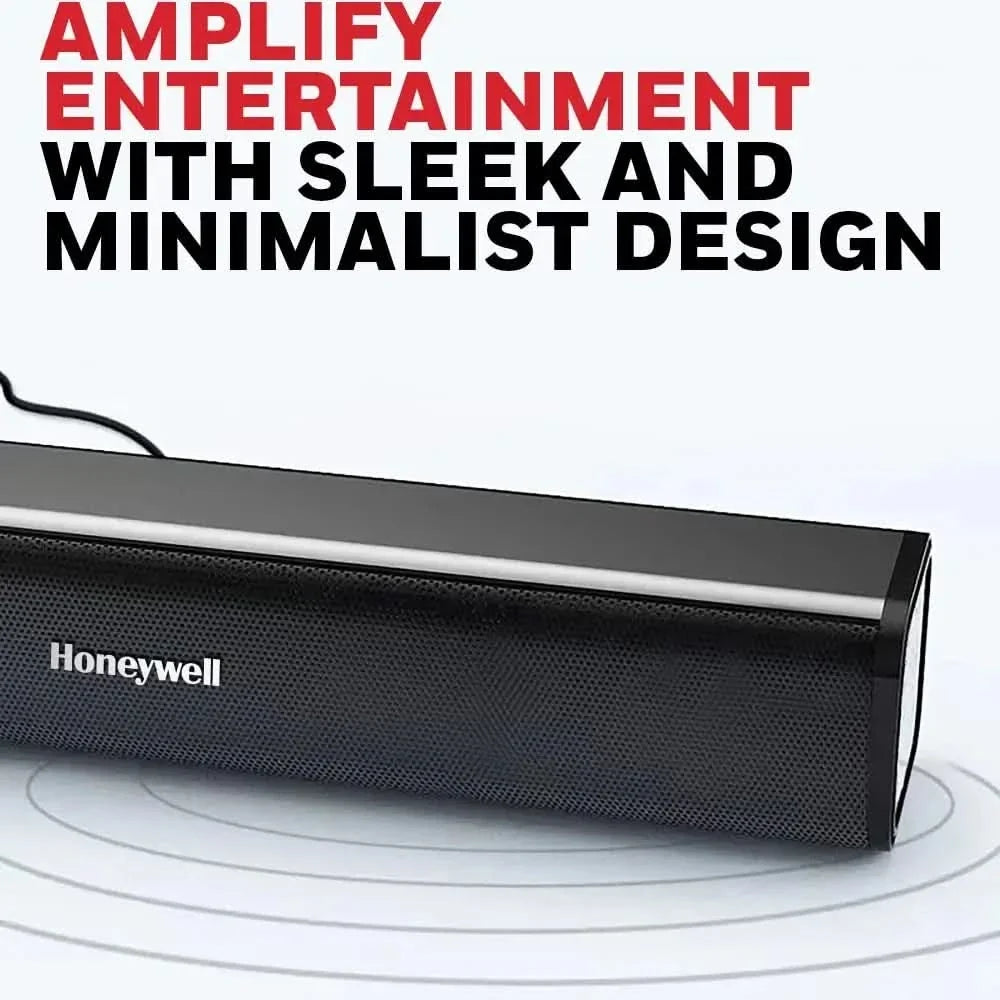 Honeywell Moxie V500 10W Portable USB Wired Soundbar, Speaker for PC,Desktop and Laptop with Volume Control and 3.5 mm AUX,2.0 Channel,52mmX2 Drivers,Plug &Play,2 Yrs Maufacuturer Warranty – TechCure India