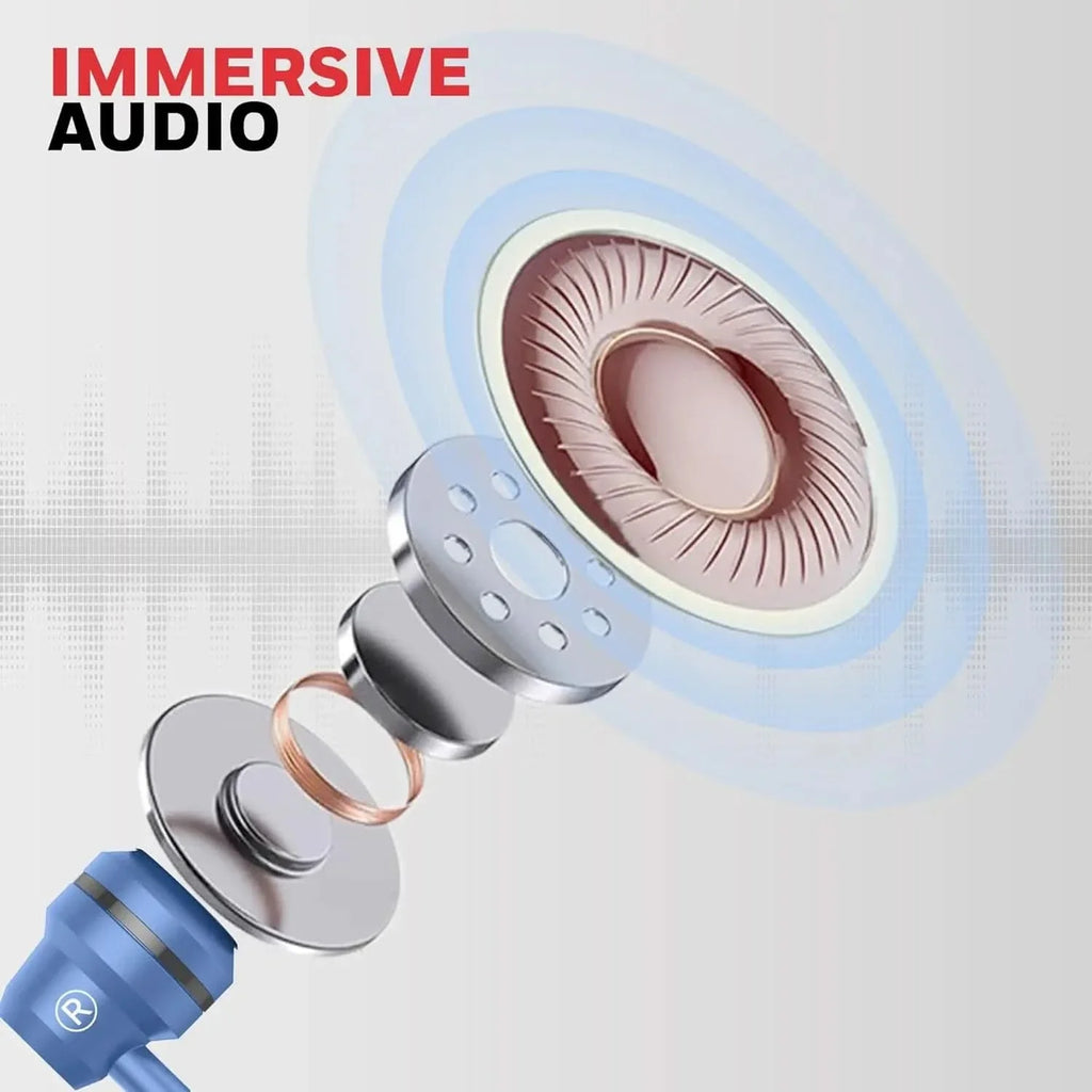 Honeywell Suono P60 Wired Earphones with Built in Mic, 10mm*2 Drivers, Passive Noise Cancellation, Deep Bass & Clear Sound, Ultra HD Mic Quality, Type C Compatible, Voice Assistant Enabled, 1.2 Mtr Blue – TechCure India