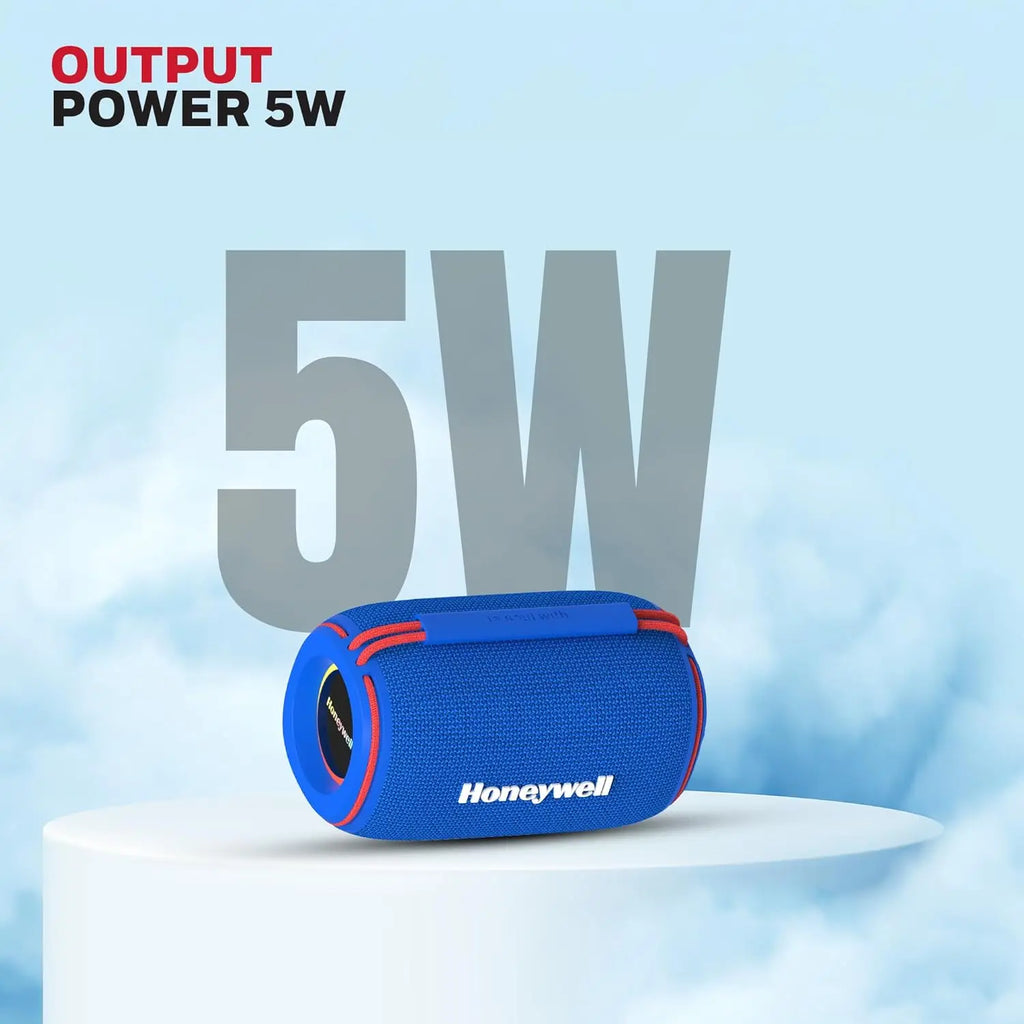 Honeywell Suono V210 Bluetooth 6.0 Speaker, 5W, Deep Bass Dual Radiators, 10H Playback, IPX6, Dual Speaker Pairing, RGB Light, USB/AUX/SD, Type-C Charging, Built-in Mic, 2yr Manufacturer Warranty Blue – TechCure India