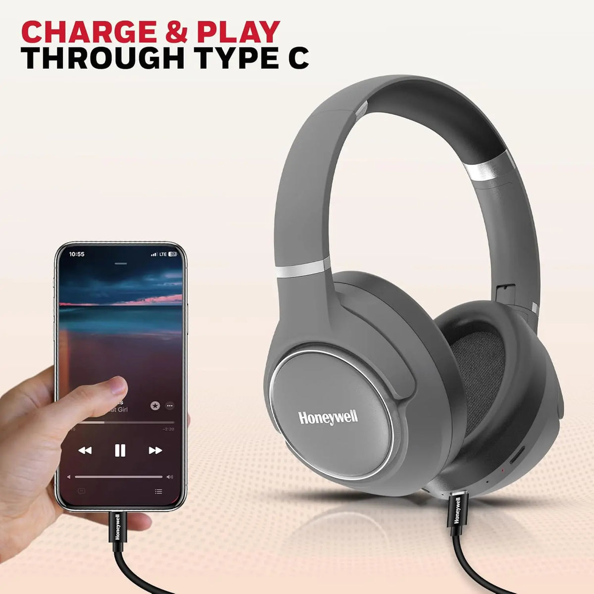 Honeywell Trueno U20 Bluetooth v5.4 Over-Ear Headphones with Mic, Hybrid ANC – photo 5 – TechCure India
