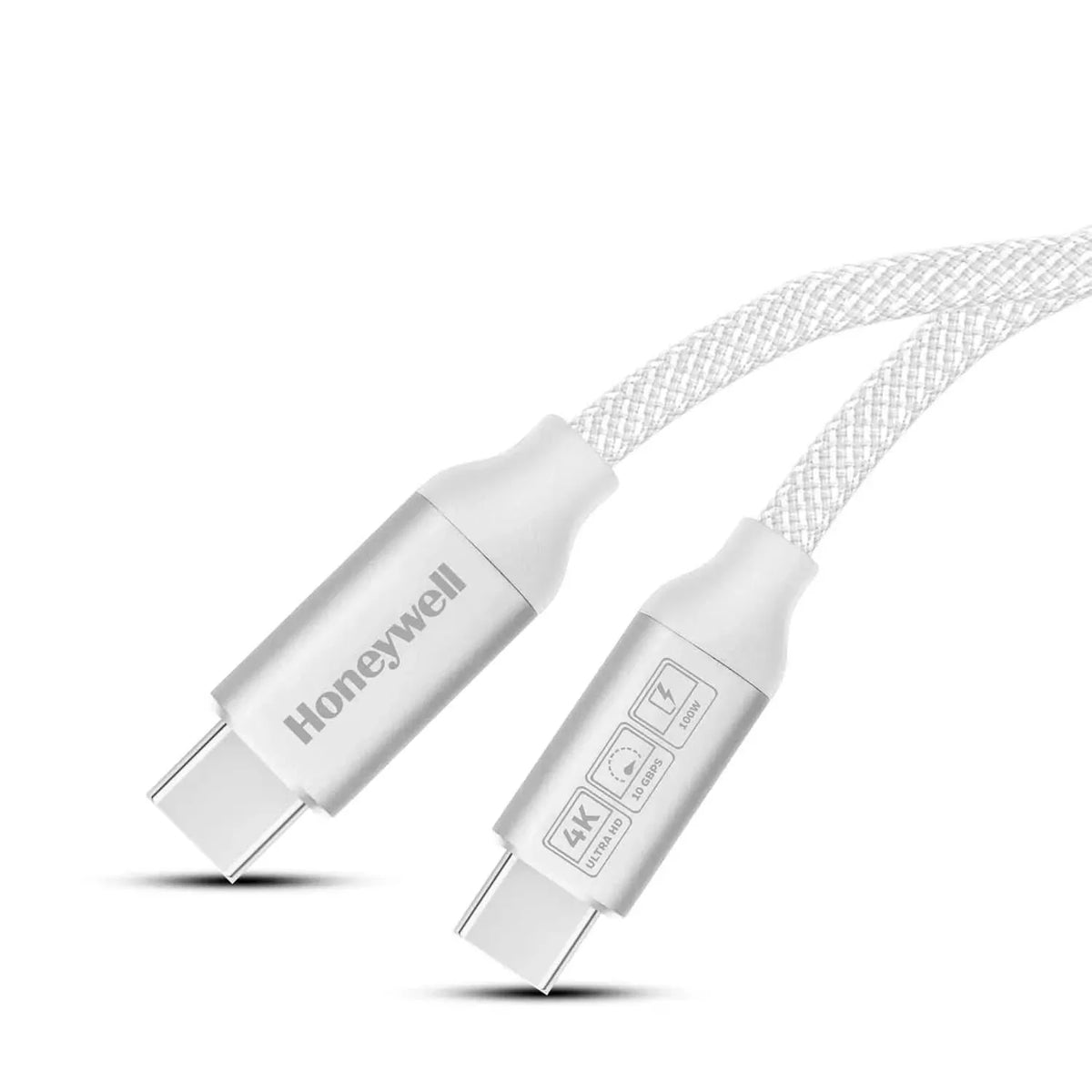 Honeywell Type C to Type C USB 3.1 Cable, 4 Feet (1.2M), Max Output 5A 100W, QC 3.0, Fast Charge, Compatible with Apple Devices, Smartphones, Laptops, Power Banks, Tablets, Headphones, Speakers White – TechCure India