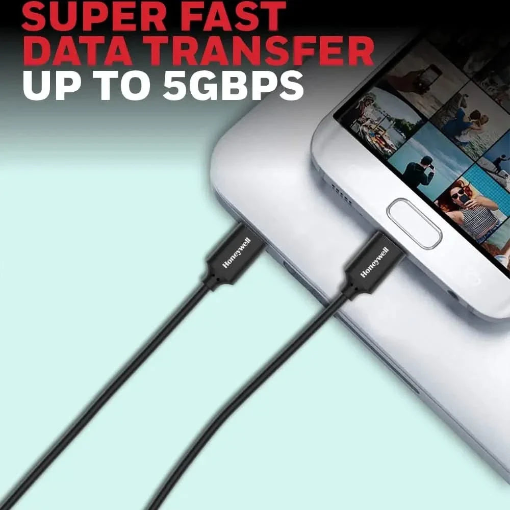 Honeywell Type C To Type C USB 3.1 Cable, PD 100W with Max Output 5A, QC 3.0, Ultra-Fast Charge & Sync Cable, 10 Gbps transfer speed,Compatible with Smartphones,Laptop,Power Bank, Tablet- 6 Feet(1.8M) – TechCure India
