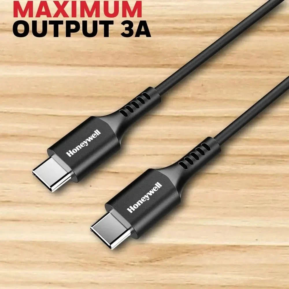 Honeywell USB 2.0 Type C To Type C Cable, 6 Feet(1.8M), PD 60W, QC 3.0, Fast Charging & Sync Cable, Ultra Soft Silicone cable for Smartphone, Laptop, Power Bank, Tablet- Black – TechCure India
