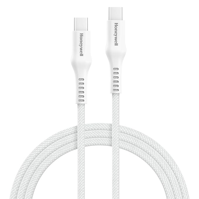 Honeywell USB Type C to Type C Cable, 4 Feet (1.2M), PD 60W, QC 3.0, Fast Charging, Nylon Braided Cable for Apple Devices, Smartphones, Laptops, Power Banks, Tablets, Headphones, Speakers White – TechCure India