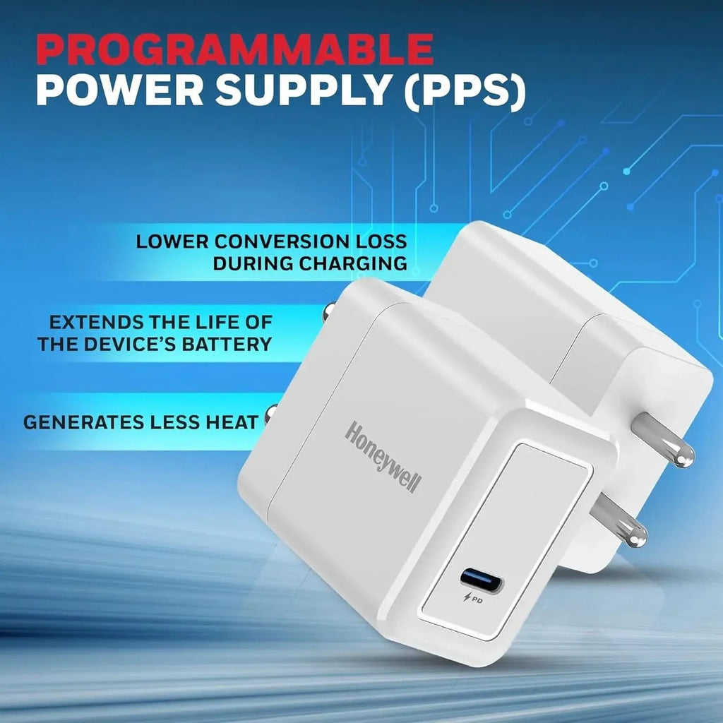Honeywell Zest Charger PD20W, Type C Ultra-Fast Wall Charger with PPS Support, BIS Certified, Compatible with iPhone, iPad, Samsung, Oneplus, Smartphones, Tablets, TWS, Bluetooth Speaker – TechCure India