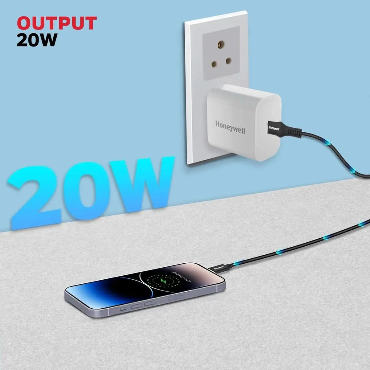 Honeywell Zest PD 20W Type-C Charger Adapter with PPS, Ultra-Fast Charging, PD 3.0, BIS Certified for iPhone 17/17 Air / 17 Pro / 17 Pro Max, Samsung Galaxy, Pixel, iPad, AirPods & More – TechCure India