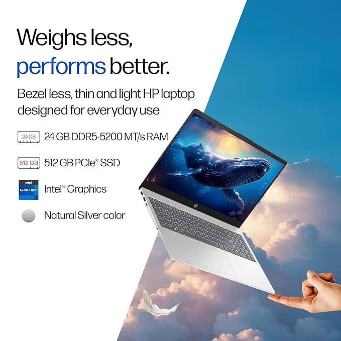HP 15-fd0901TU Laptop Intel Core 5 120U 24GB RAM 512GB SSD 15.6 Inch FHD – Silver – TechCure India