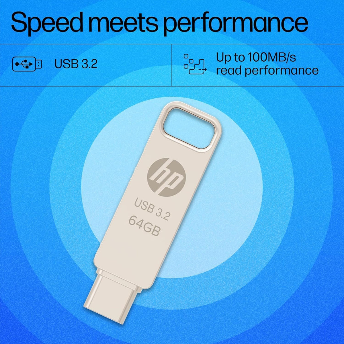 HP 886C USB 3.2 64GB OTG Flash Drive – Model AN1J0AA#ACJ – TechCure India