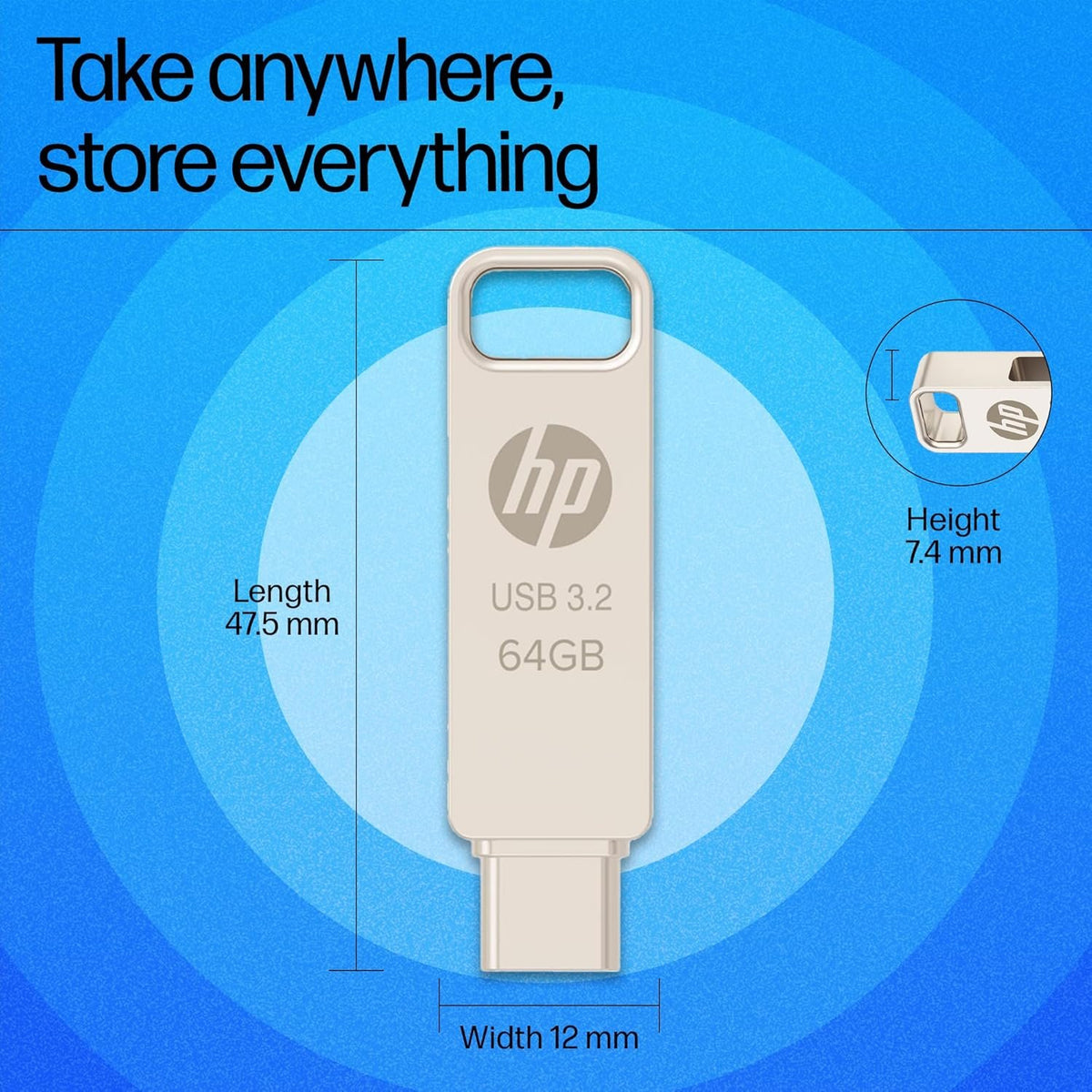 HP 886C USB 3.2 64GB OTG Flash Drive – Model AN1J0AA#ACJ – TechCure India