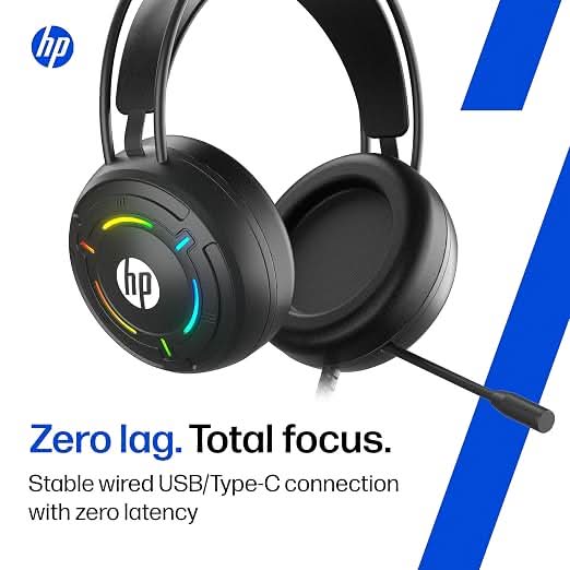 HP G370 Wired Gaming Headset, 360 Degree Omnidirectional Noise-Canceling Microphone, RGB Lighting, Multi-Platform Compatibility – TechCure India