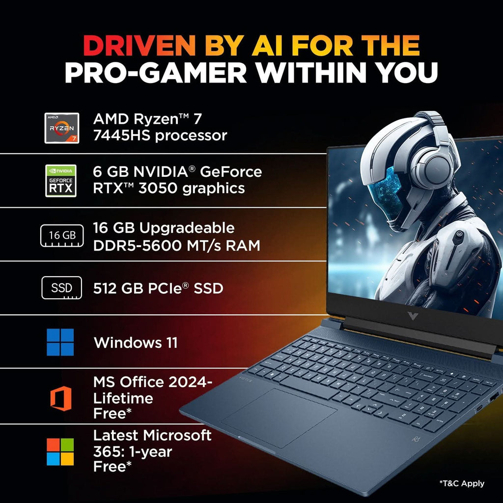 HP Victus AMD Ryzen 7 Hexa Core 7445HS – Chrome Logo – TechCure India